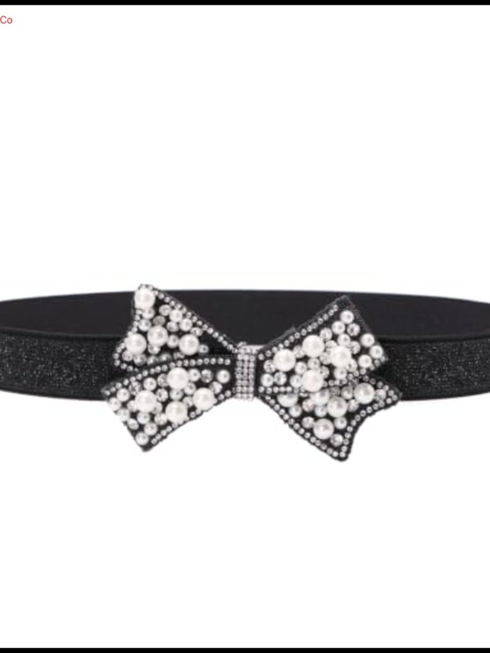 Rhinestone Bow Elastic Cinch Belt Skinny Thin Waist Stretch